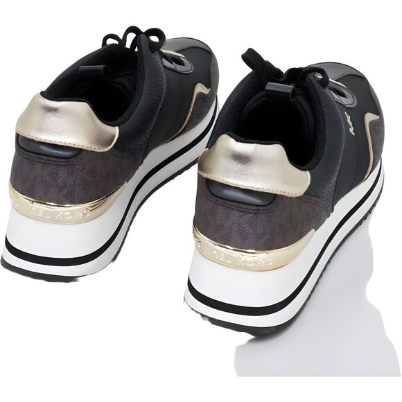 Michael Kors Raina Lace-Up Trainer Sneakers Black Brown Women's US 7M - Picture 3 of 6